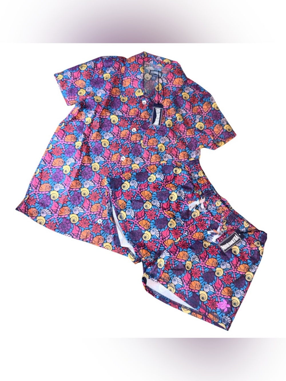 🔥 $145 Vilebrequin Girls Noumea Seashell Print Shirt & Swim Shorts Set 🔥